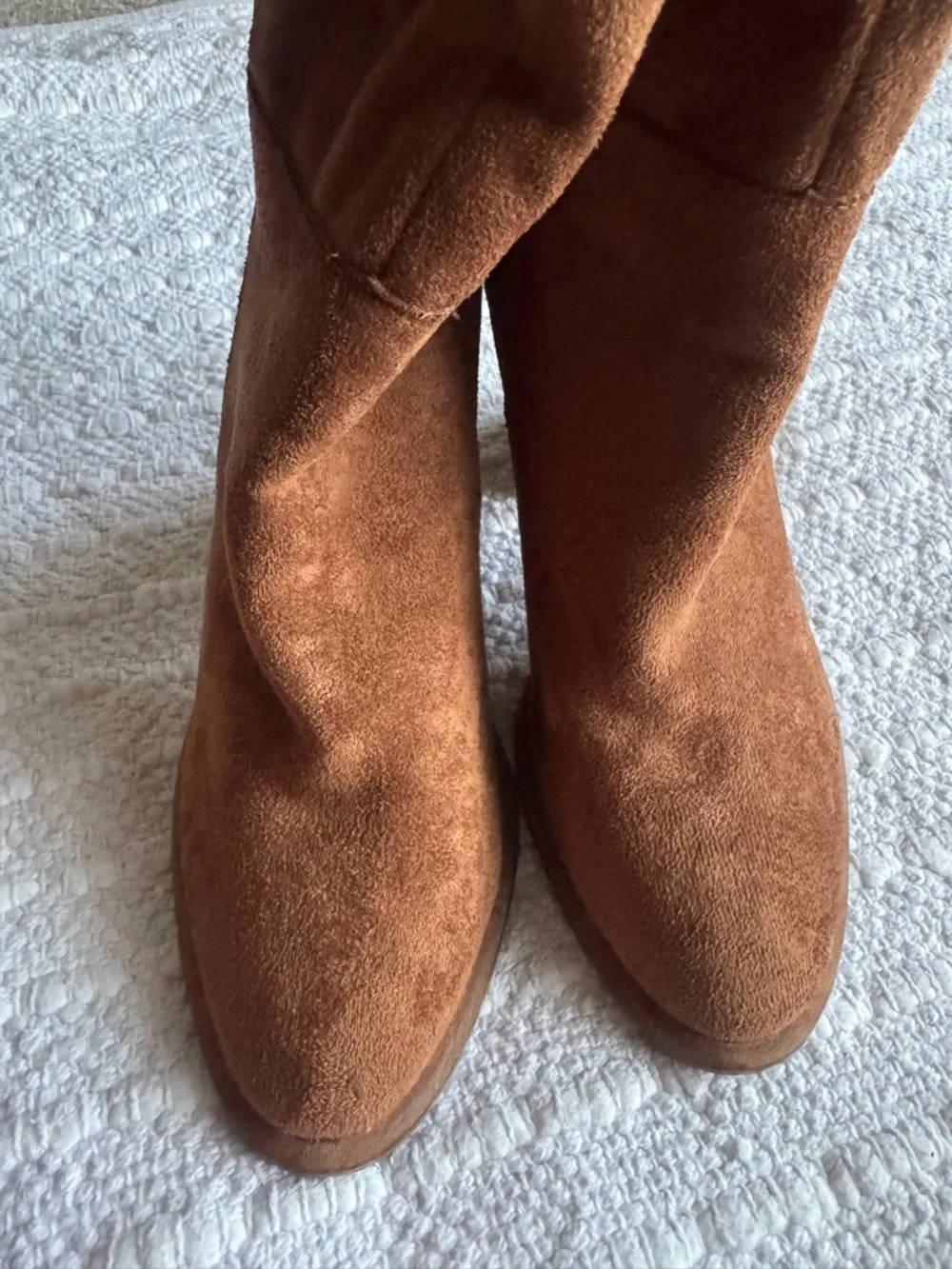 Mi.Im The Saint Handmade Suede Block Heel Tall Boots - Brown
